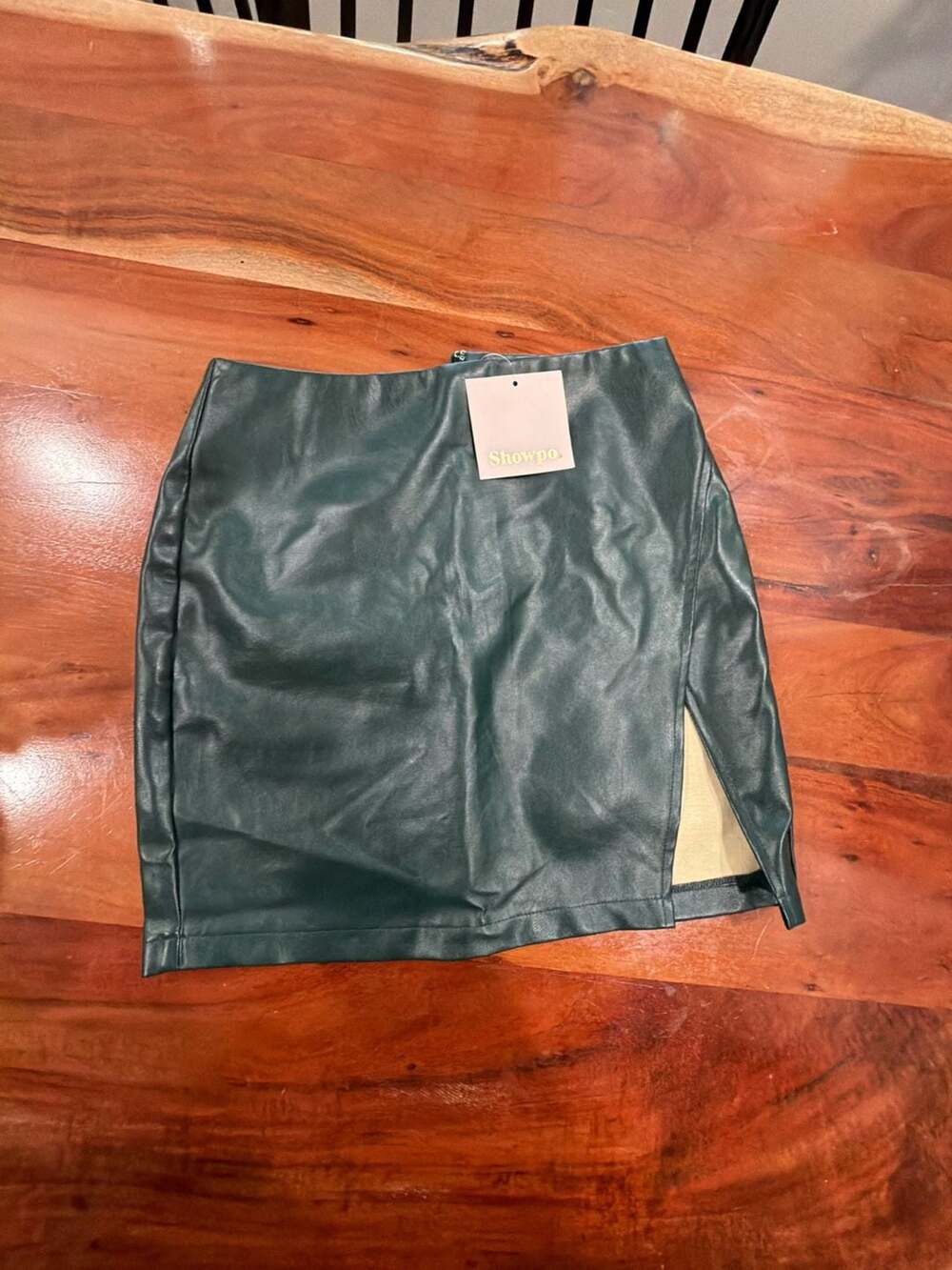 Showpo. In The Name Of Love Skirt Size US 4 Green Faux Leather